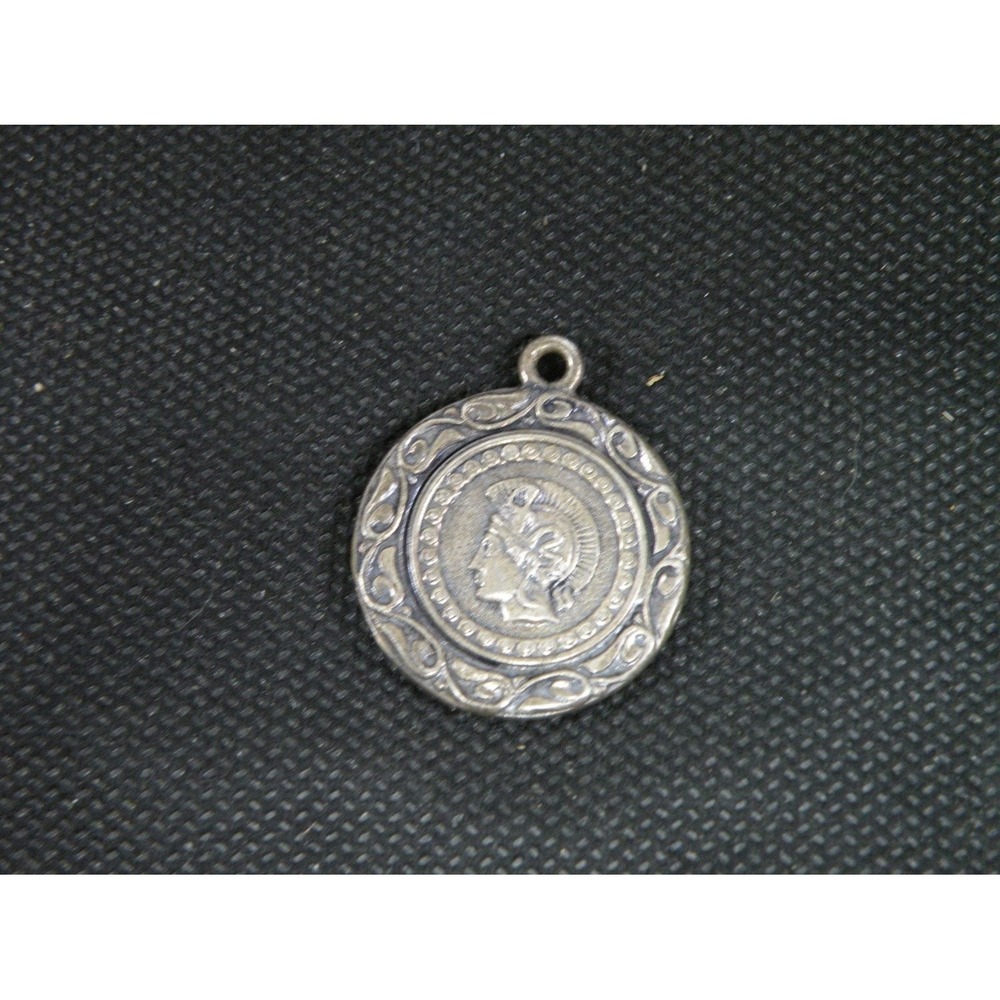 Vintage Silver Tone Parthenon Athena Souvenir Pendant Charm Double Sided 0.75